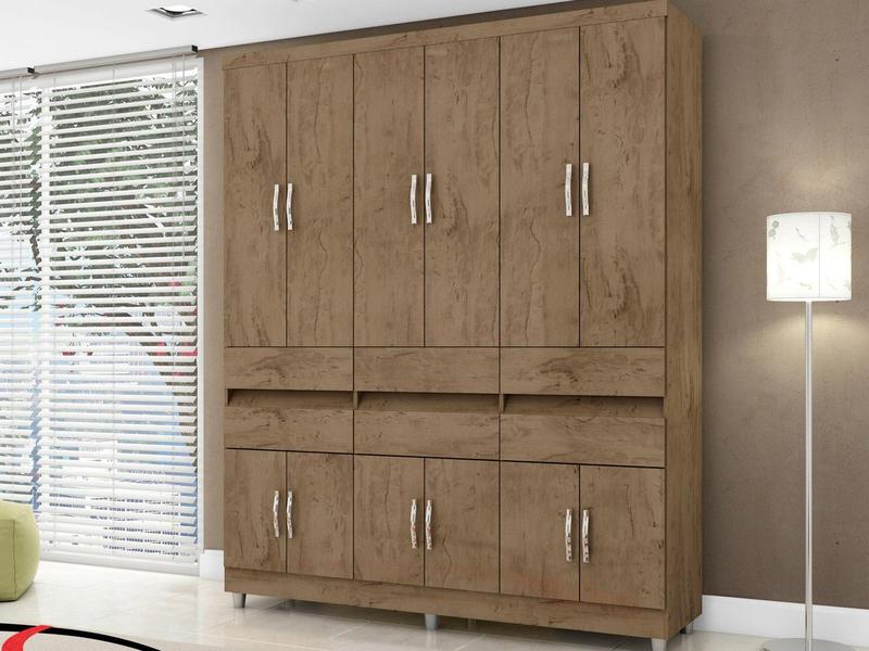 Guarda-roupa Casal 12 Portas 6 Gavetas - Araplac Roma - Guarda